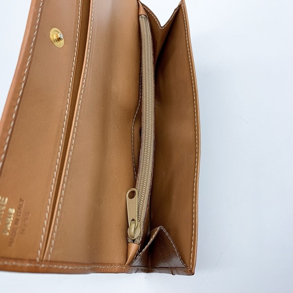 CELINE Macadam Long Wallet Flap Button Leather Wallet in Light Brown - Picture 12 of 14